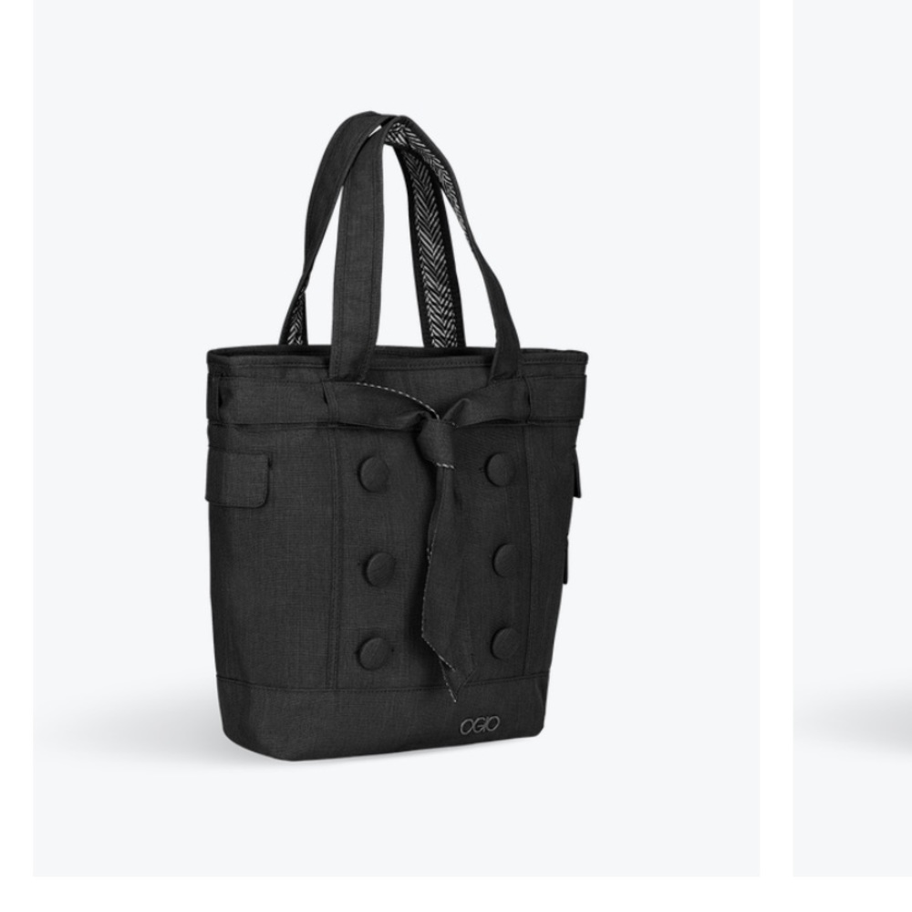 OGIO Black Canvas Tote Bag with Decorative Buttons